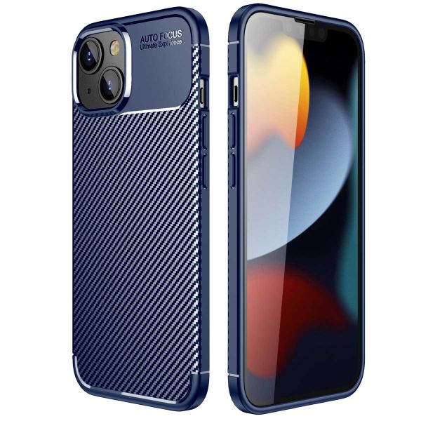 imoshion Carbon Softcase Backcover iPhone 14 Plus - Blauw