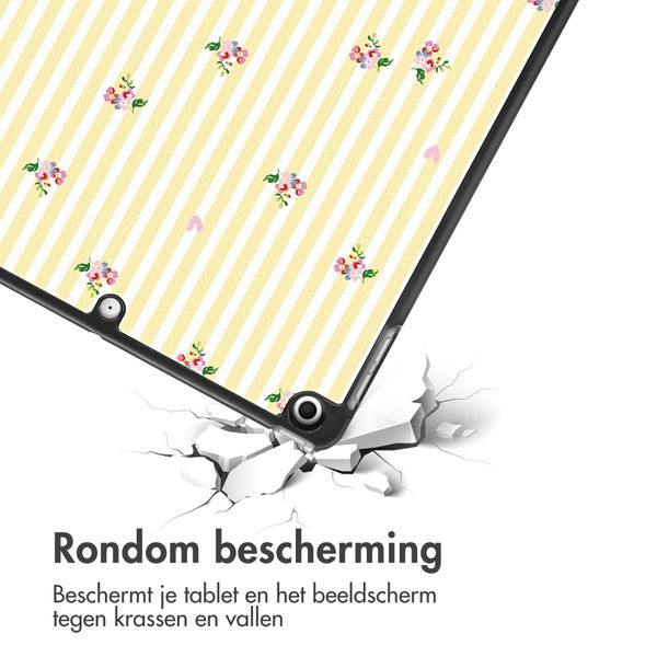 imoshion Design Trifold Bookcase Apple iPad 9 (2021) 10.2 inch / iPad 8 (2020) 10.2 inch / iPad 7 (2019) 10.2 inch - Garden Stripes