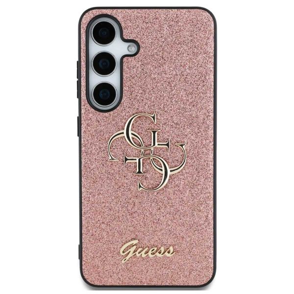 Guess 4G Metal Logo Glitter Backcover Samsung Galaxy S25 - Roze