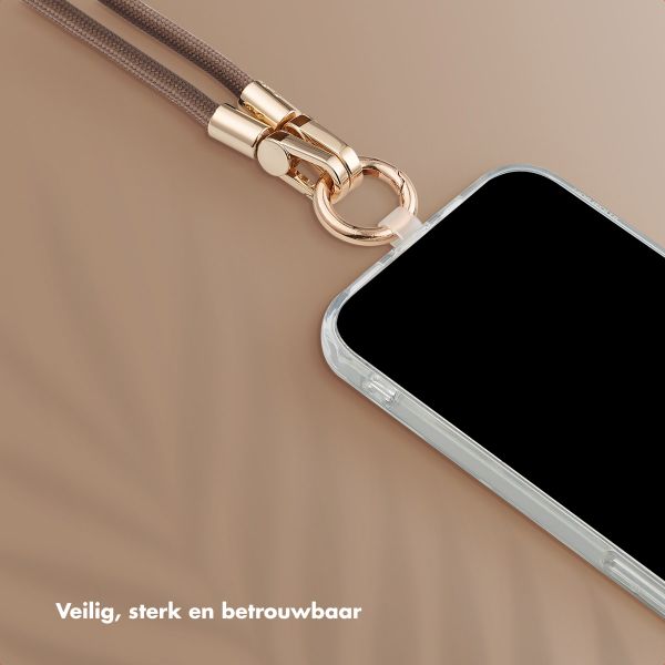 Selencia Telefoonkoorden Set met Parels en Schelpen - Mocha Brown