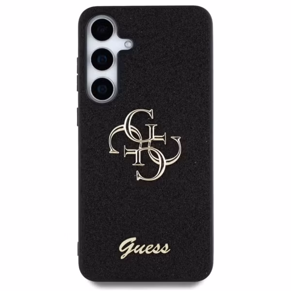 Guess 4G Metal Logo Glitter Backcover Samsung Galaxy S25 Plus - Zwart