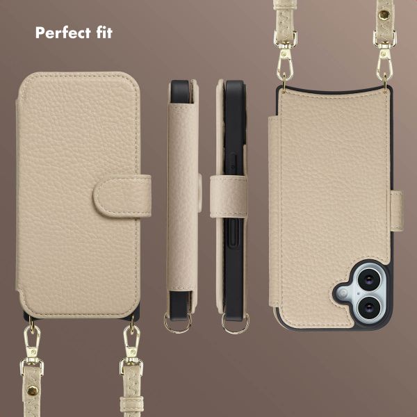 Selencia Riva Bookcase with MagSafe and phone strap Apple iPhone 17 - Beige