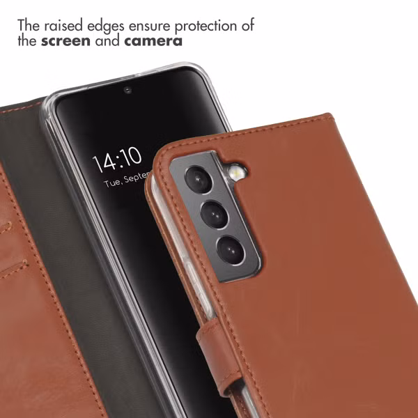 Selencia Echt Leren Bookcase Samsung Galaxy S22 - Lichtbruin
