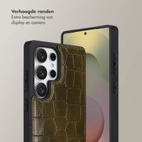 Selencia Nova Croco Telefoonhoes met Koord en Pashouder Samsung Galaxy S25 Ultra - Dark Olive