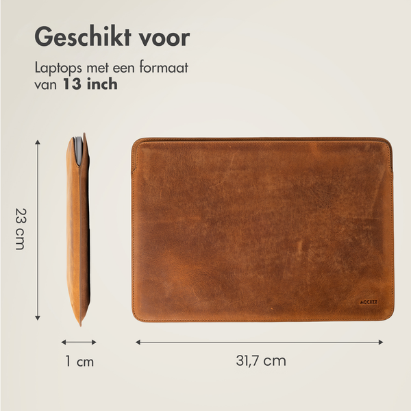Accezz Leather Laptophoes 13 inch - Laptopsleeve - Cognac