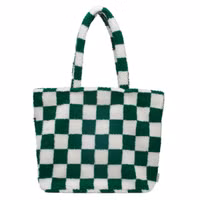 Selencia Zaya Tote Bag - Teddy Laptoptas 16 inch - Checkered Green