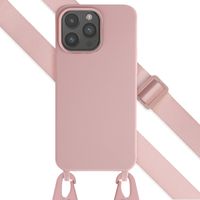 Selencia Siliconen hoesje met afneembaar koord Apple iPhone 15 Pro Max - Sand Pink