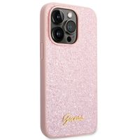 Guess Glitter Flakes Backcover Apple iPhone 14 Pro - Roze