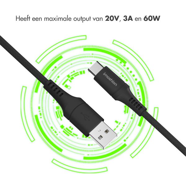 imoshion Braided USB-C naar USB kabel - 2 meter - Zwart