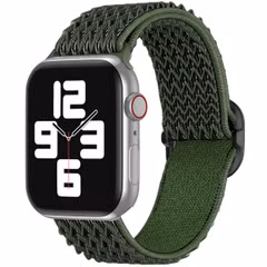 imoshion Elastisch nylonbandje Apple Watch Series 1 t/m 9 / SE (38/40/41 mm) | Series 10 / 11 (42 mm) - Donkergroen