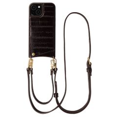 Selencia Nova Real Leather Back Cover with Card Holder Apple iPhone 15 - Dark Chocolate