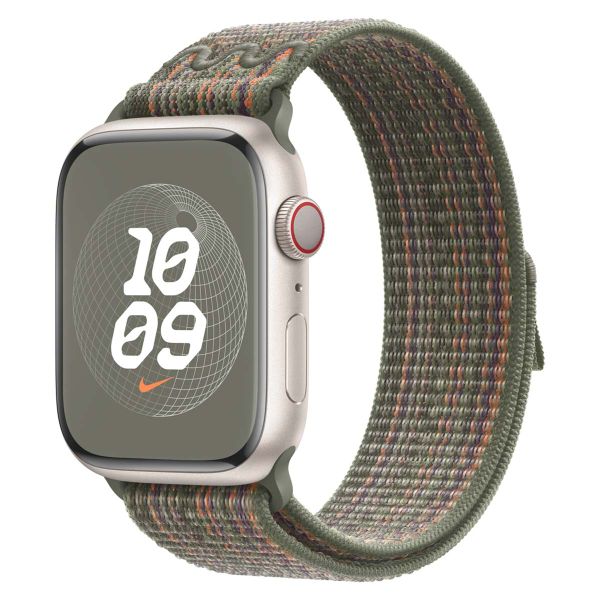 Apple Nike Sport Loop Band Apple Watch Series 1 t/m 10 / SE / Ultra (2) (44/45/46/49 mm) - Sequoia/Orange