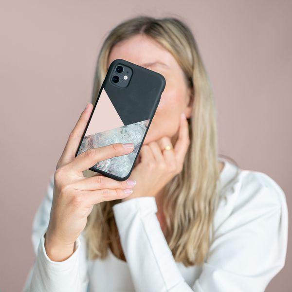 imoshion Design hoesje Huawei P30 Lite - Marmer - Roze / Zwart