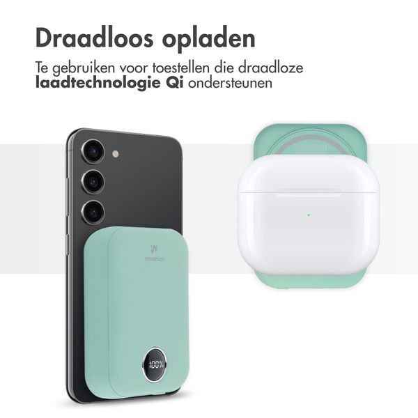 imoshion MagSafe Powerbank 10.000 mAh - Draadloze powerbank - Quick Charge en Power Delivery - Sage Green