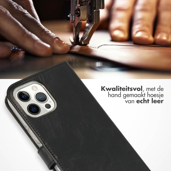 Selencia Echt Leren Bookcase Apple iPhone 12 Pro Max - Zwart
