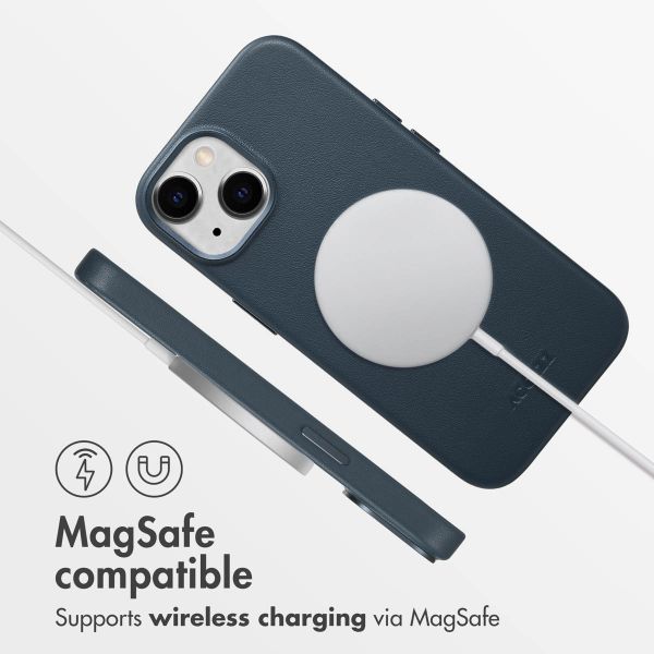 Accezz Leather Back Cover with MagSafe Apple iPhone 15 - Nightfall Blue