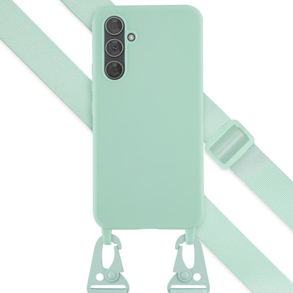 Selencia Siliconen hoesje met afneembaar koord Samsung Galaxy A54 (5G) - Turquoise