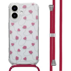 imoshion Design hoesje met koord Apple iPhone 16 - Dusty Rose Connected Hearts