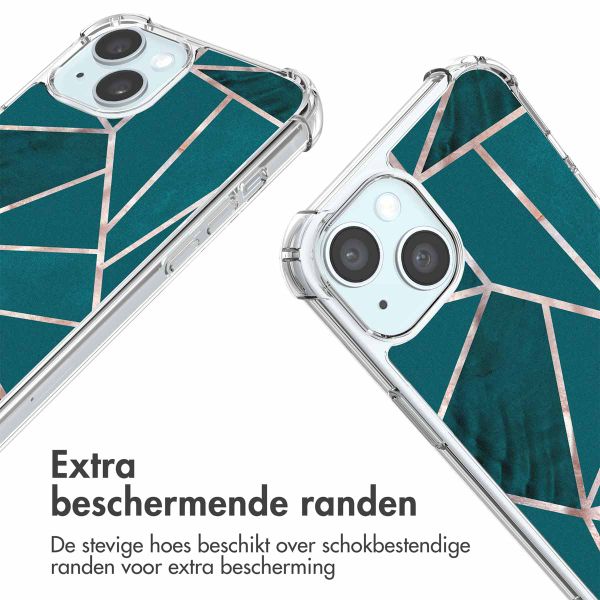 imoshion Design hoesje met koord iPhone 15 - Petrol Green Graphic