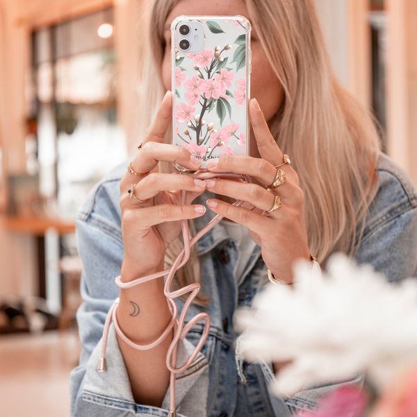 imoshion Design hoesje met koord iPhone 8 Plus / 7 Plus - Bloem - Roze / Groen