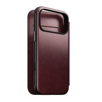 Nomad Modern Horween Leather Folio Bookcase met MagSafe Apple iPhone 17 Pro Max - Burgundy