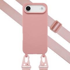 Selencia Siliconen hoesje met afneembaar koord Apple iPhone Air - Sand Pink
