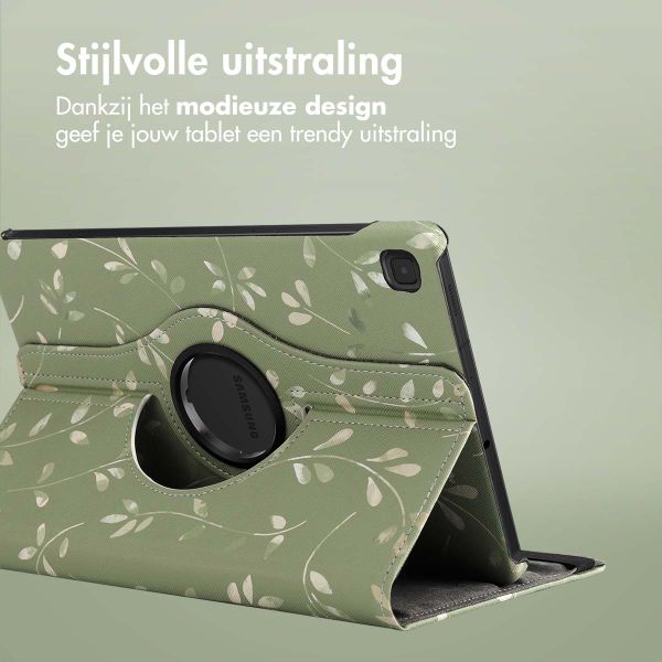 imoshion 360° Draaibare Design Bookcase Samsung Galaxy Tab S6 Lite (2020/2022/2024) - Green Flowers