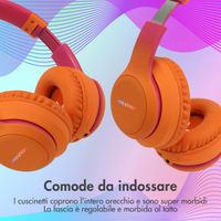 imoshion Draadloze Kinderkoptelefoon LED Light - Decibelbegrenzer - Met AUX kabel - Hot Pink / Apricot Orange Crush