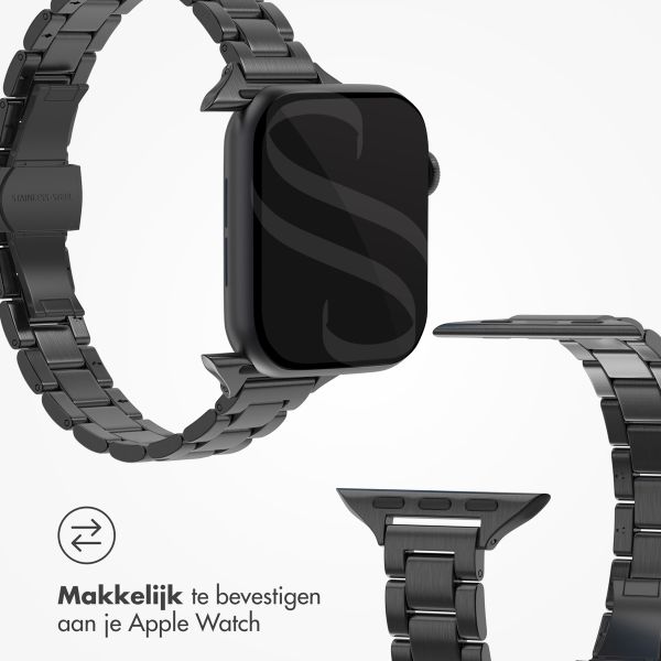 Selencia Slim Steel schakelbandje Apple Watch Series 1 t/m 9 / SE (38/40/41 mm) | Series 10 / 11 (42 mm) - Zwart