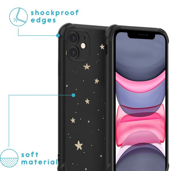 imoshion Design hoesje met koord iPhone 11 - Sterren - Zwart / Goud