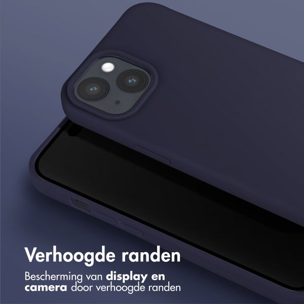 Selencia Siliconen hoesje met afneembaar koord Apple iPhone 15 - Donkerblauw