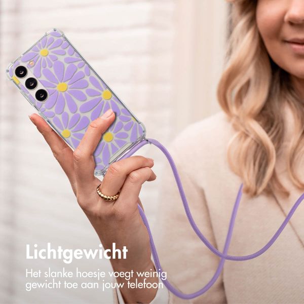 imoshion Design hoesje met koord Samsung Galaxy S23 - Tropical Violet Flowers Connect
