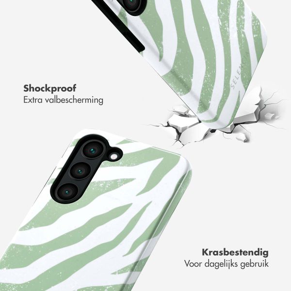 Selencia Vivid Tough Backcover Samsung Galaxy S23 - Colorful Zebra Sage Green