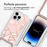 imoshion Design hoesje met koord iPhone 14 Pro - Grafisch Koper - Roze / Goud