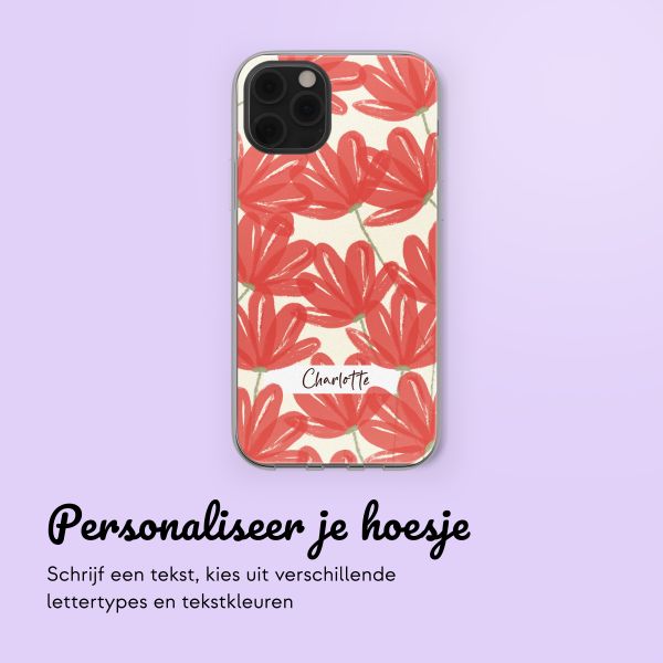 Gepersonaliseerd hoesje met bloemen iPhone 12 (Pro) - Transparant