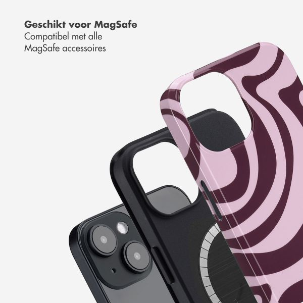 Selencia Vivid Backcover met MagSafe Apple iPhone 14 - Wavy Swirl Pink Plum