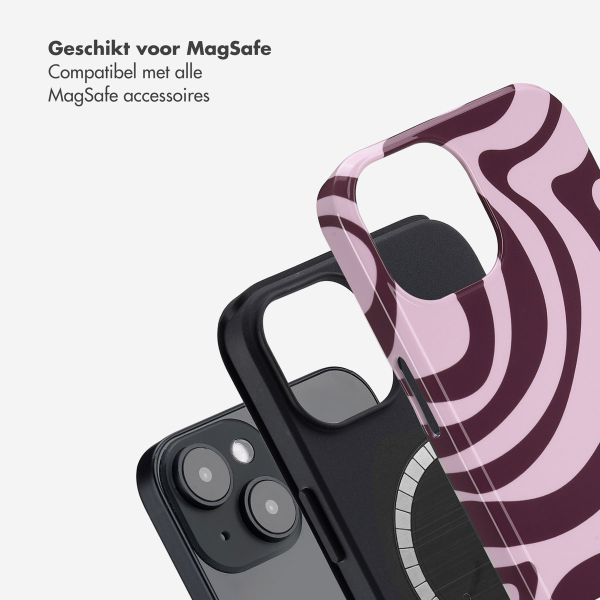 Selencia Vivid Tough Backcover met MagSafe iPhone 14 - Wavy Swirl Pink Plum