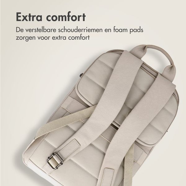 Accezz Leather Laptop rugzak 16 inch - Beige