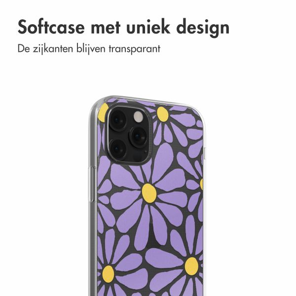 imoshion  Design hoesje iPhone 12 (Pro) - Tropical Violet Flowers Connect