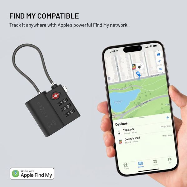 Fixed Tag Lock met Apple Find My Support - TSA reisslot voor de koffer - Zwart