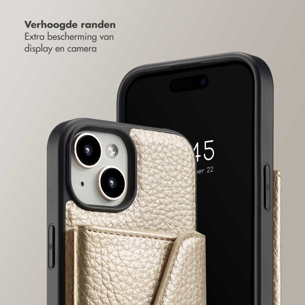 Selencia Sera Koordhoes met pashouder envelop iPhone 15 - Champagne