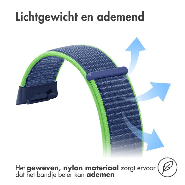 imoshion Nylon bandje Fitbit Charge 5 / Charge 6 - Maat L - Blauw / Groen