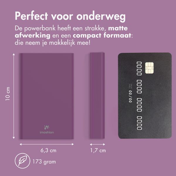 imoshion Ultra Series Aluminium Powerbank 10.000 mAh - Quick Charge en Power Delivery - Aubergine