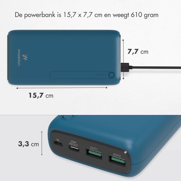 imoshion Powerbank - 27.000 mAh - Quick Charge en Power Delivery - Blauw