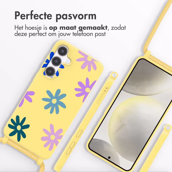 imoshion Siliconen design hoesje met koord Samsung Galaxy S24 - Yellow Flower Distance