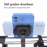 Accezz EasyLock telefoonhouder fiets - inclusief hoesje Apple iPhone 15 - Aluminium - 360 graden draaibaar - Zwart