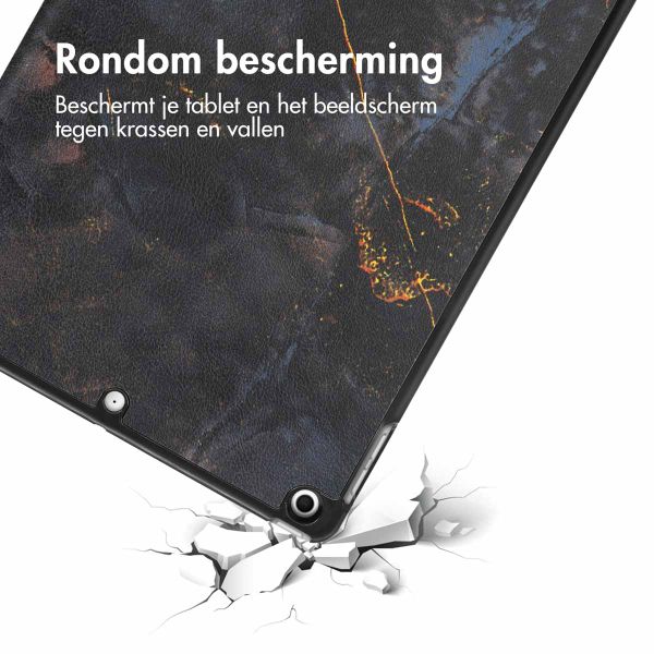 imoshion Design Trifold Bookcase Apple iPad 9 (2021) 10.2 inch / iPad 8 (2020) 10.2 inch / iPad 7 (2019) 10.2 inch - Black Marble