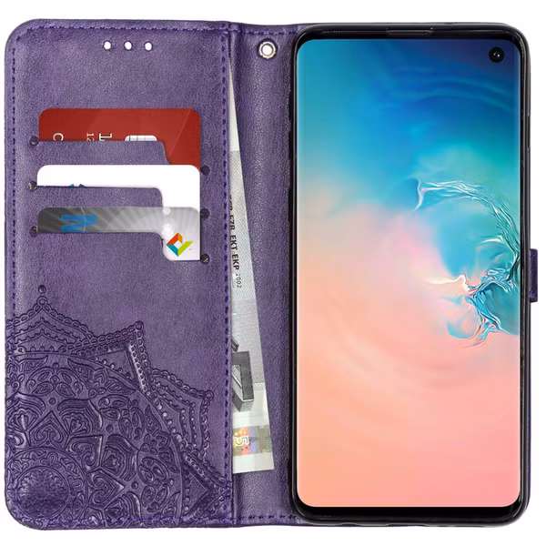Mandala Bookcase Samsung Galaxy S10 - Paars