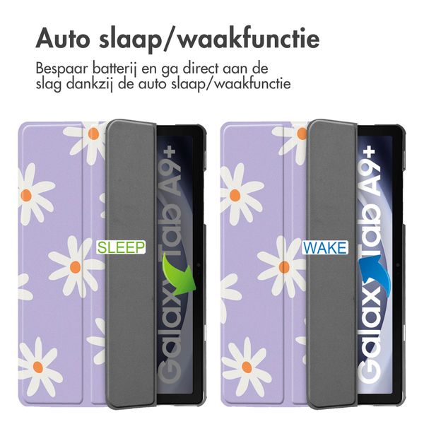 imoshion Design Trifold Bookcase Samsung Galaxy Tab A11 Plus / A9 Plus - Flowers Distance