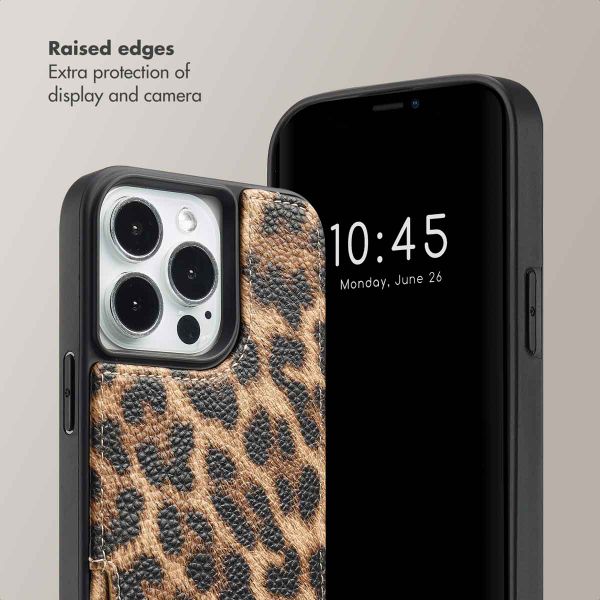Selencia Nova Phone Case with Cord and Card Holder Apple iPhone 13 Pro - Leopard